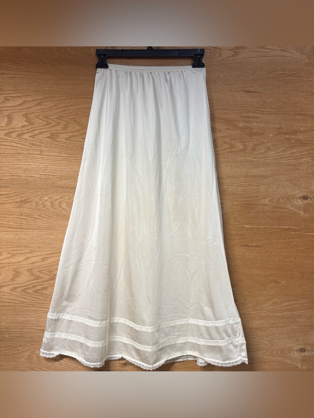 Nancy King Vintage Women's Cream Half Slip Skirt with Lace Trim